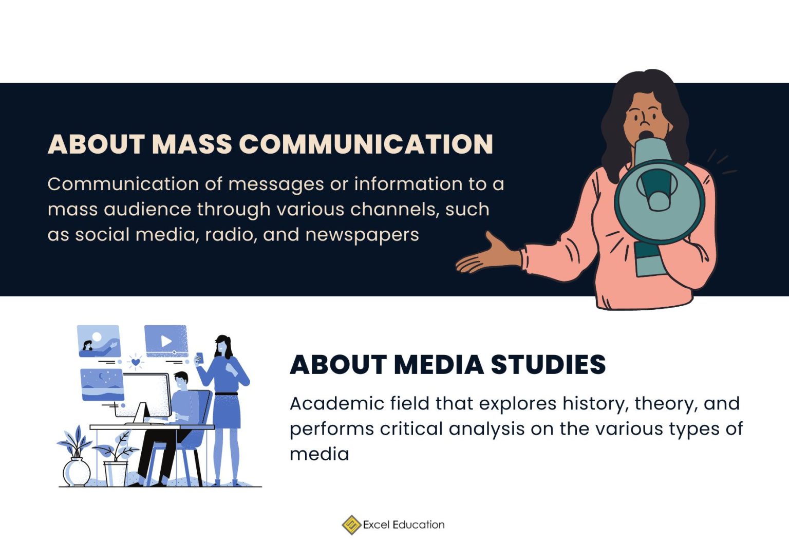 Differences between Mass Communication and Media Studies Excel